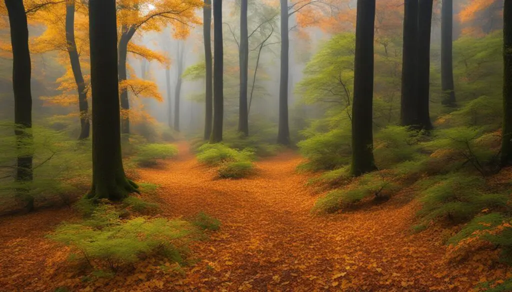 oak trees in a forest