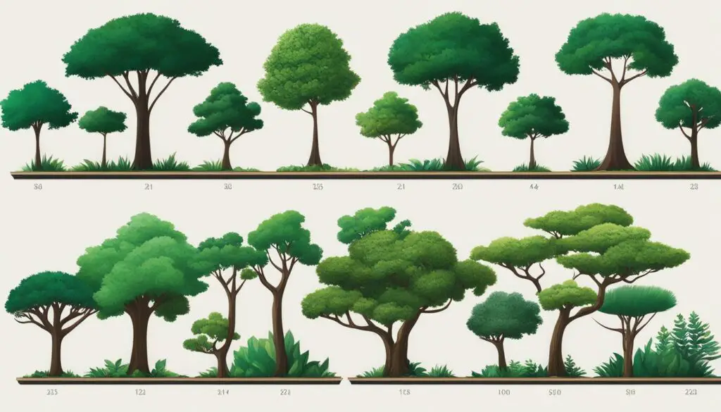 Illustration of different tree forms and their impact on weight