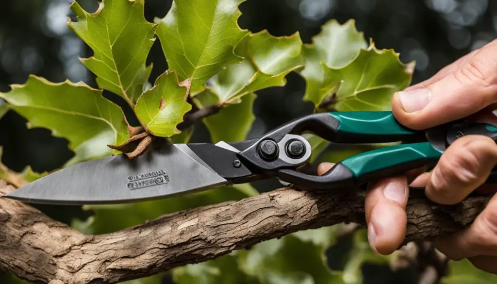 cutting oak branches