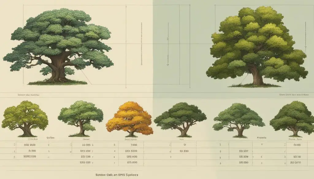 oak tree price chart