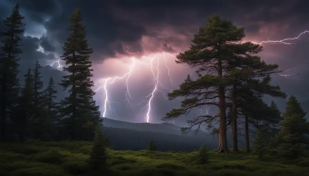 Lightning conductor in a tree