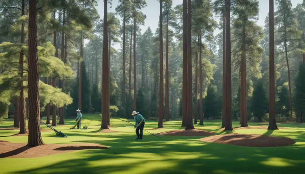 maintaining grass under pine trees